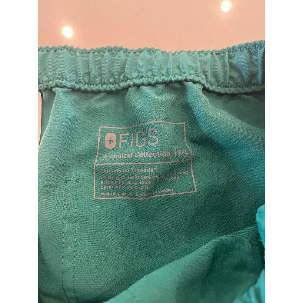 FIGS Cairo‎ Cargo Scrub Pants Green Size XXL Short Hemmed